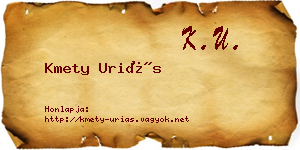 Kmety Uriás névjegykártya